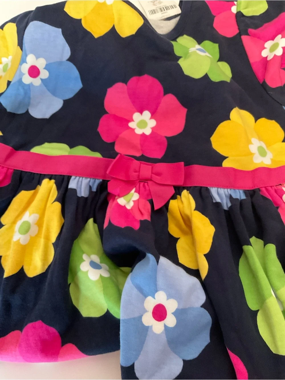 Gymboree Girls' Floral Navy Dress with Pink Ribbon Size 8 (NWT)